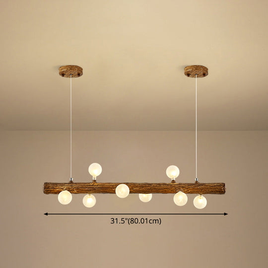 Brown Modern Linear Island Pendant Metal Lamp