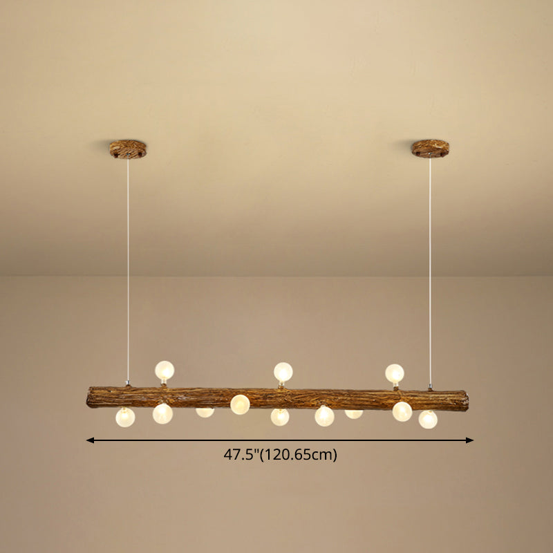 Brown Modern Linear Island Pendant Metal Lamp