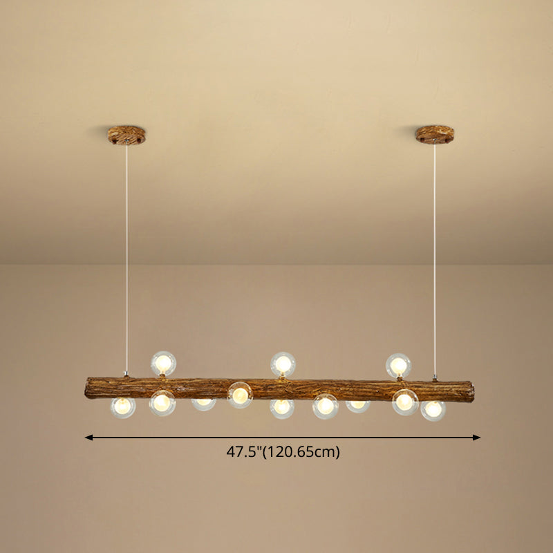 Brown Modern Linear Island Pendant Metal Lamp