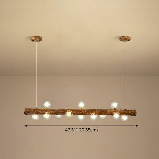 Brown Modern Linear Island Pendant Metal Lamp