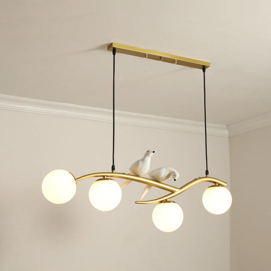 Modern Island Pendant Light With Frosted Glass Lampshade For Dining Room Gold