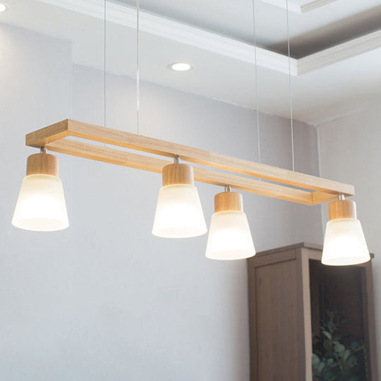 Modern Natural Wood Rectangle Island Pendant Light /