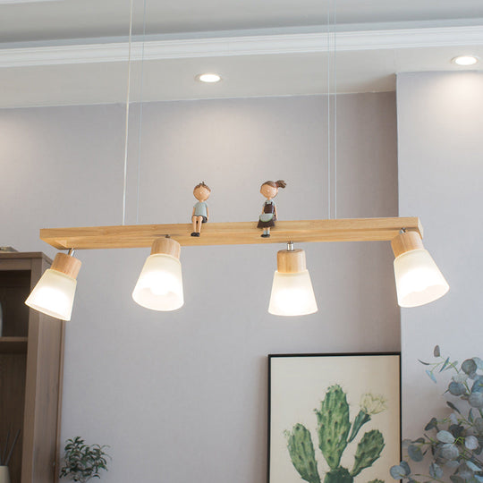 Modern Natural Wood Rectangle Island Pendant Light