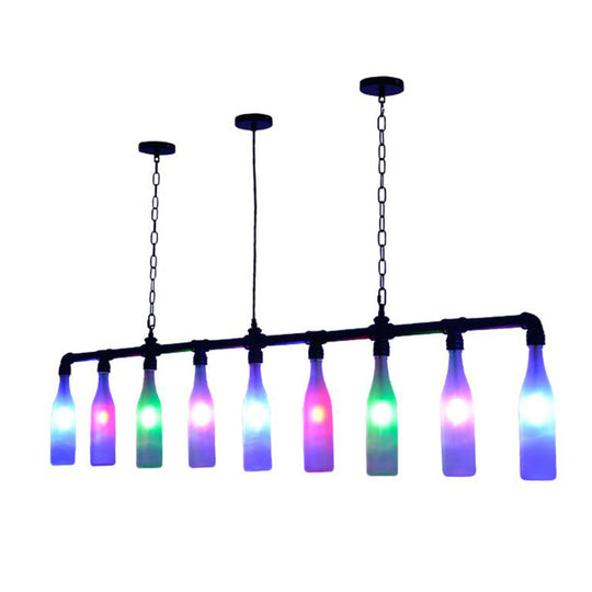 Industrial Iron Pipe Wine Bottle Pendant Light - Multi-Color Island Lamps