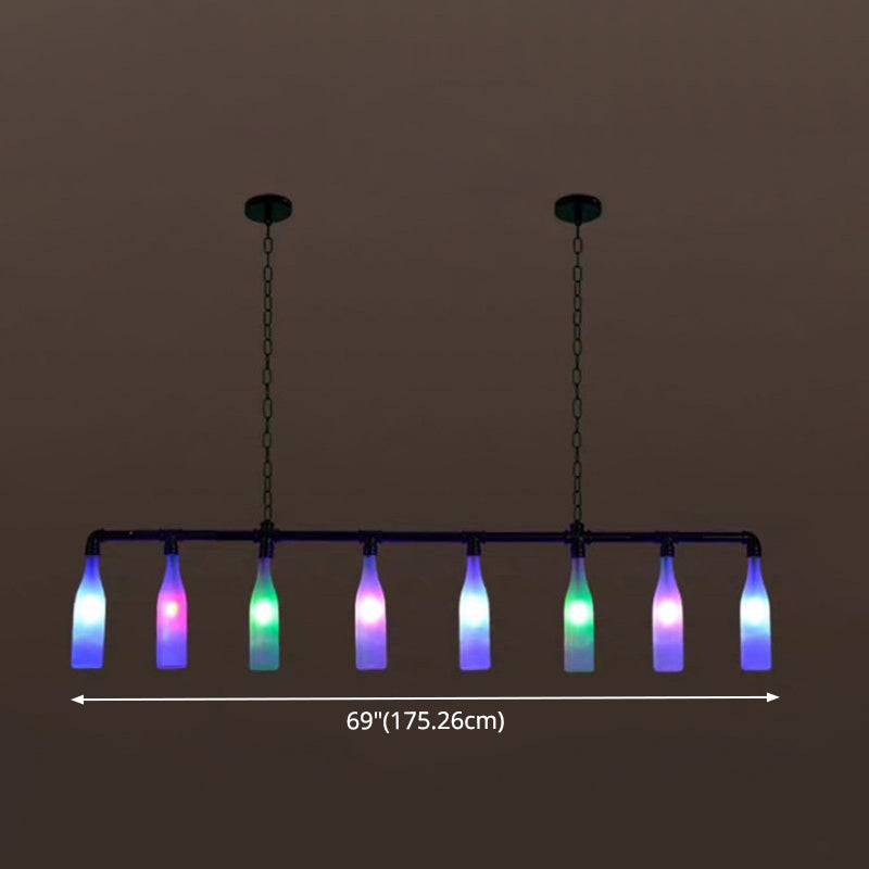 Industrial Iron Pipe Wine Bottle Pendant Light - Multi-Color Island Lamps