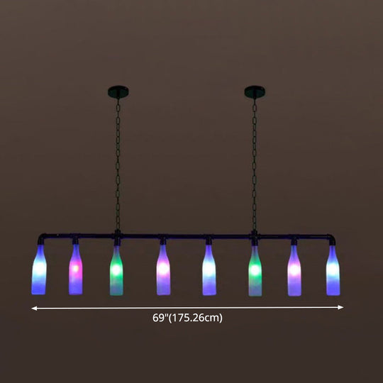 Industrial Iron Pipe Wine Bottle Pendant Light - Multi-Color Island Lamps