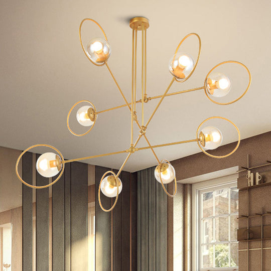 Gold Metal Suspension Chandelier For Villa - Simple Stacked Design With Multi-Head And Ring 8 /