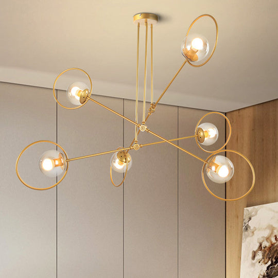 Gold Metal Suspension Chandelier For Villa - Simple Stacked Design With Multi-Head And Ring 6 /