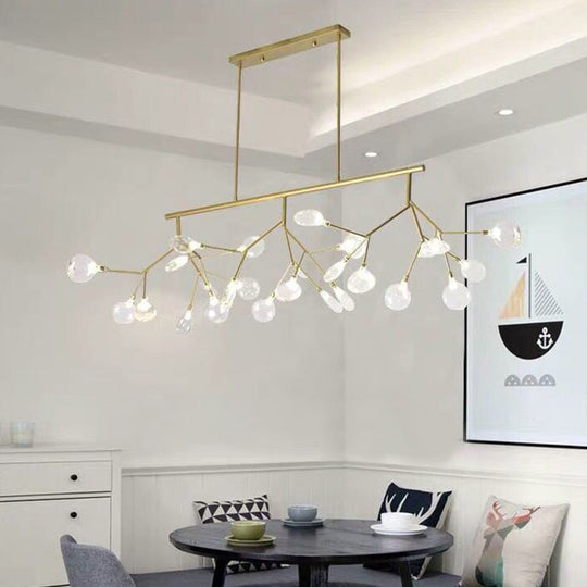 Ultra-Modern 27-Light Island Metal Pendant With Clear Shade For Dining Room