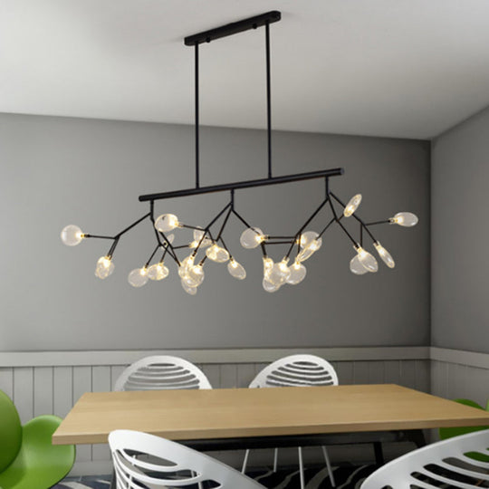 Ultra-Modern 27-Light Island Metal Pendant With Clear Shade For Dining Room