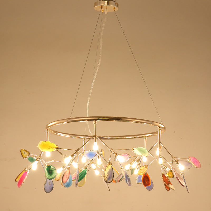 Contemporary Firefly Metal Pendant Light With Round Canopy For Living Room - Island Lighting