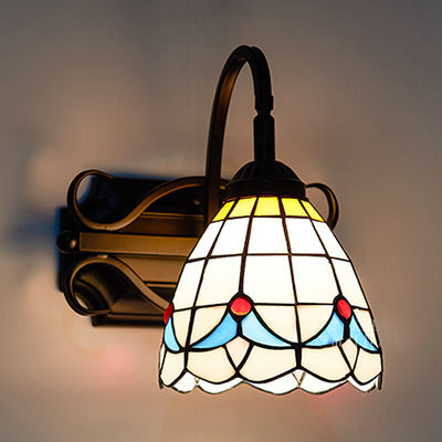 Tiffany Stained Glass Wall Sconce - 1 Light Colorful Fixture For Dining Room