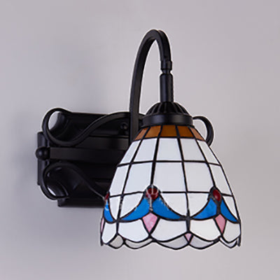 Tiffany Stained Glass Wall Sconce - 1 Light Colorful Fixture For Dining Room