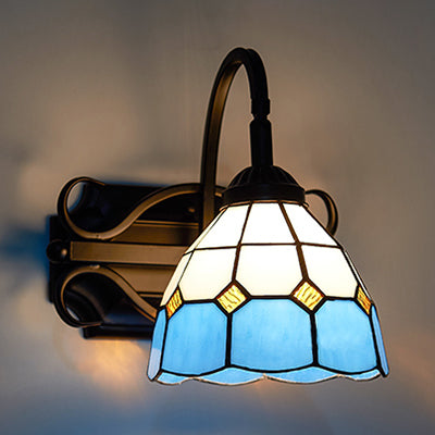 Tiffany Stained Glass Wall Sconce - 1 Light Colorful Fixture For Dining Room