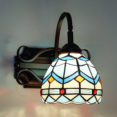 Tiffany Stained Glass Wall Sconce - 1 Light Colorful Fixture For Dining Room