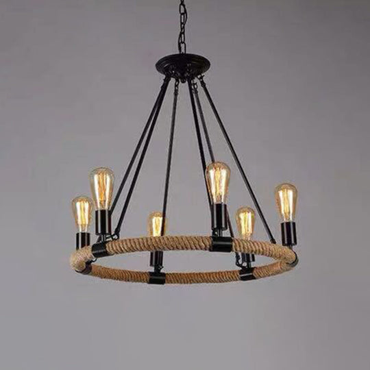 Industrial Wagon Wheel Chandelier Pendant With Adjustable Hanging Chain - Metal Ceiling Light For