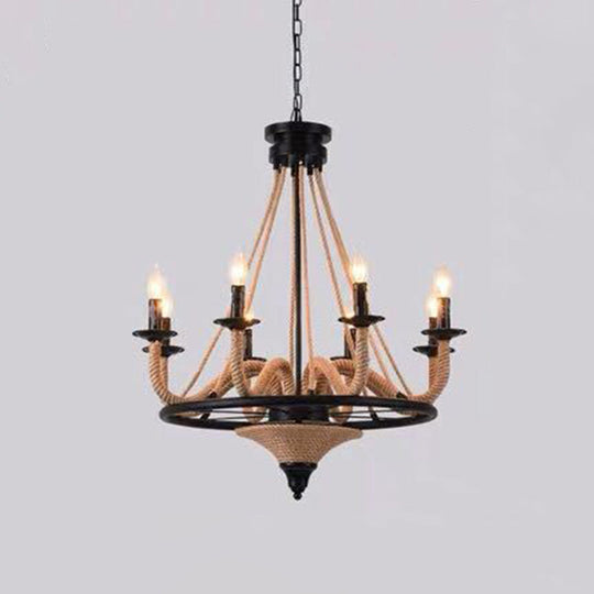 Industrial Wagon Wheel Chandelier Pendant With Adjustable Hanging Chain - Metal Ceiling Light For