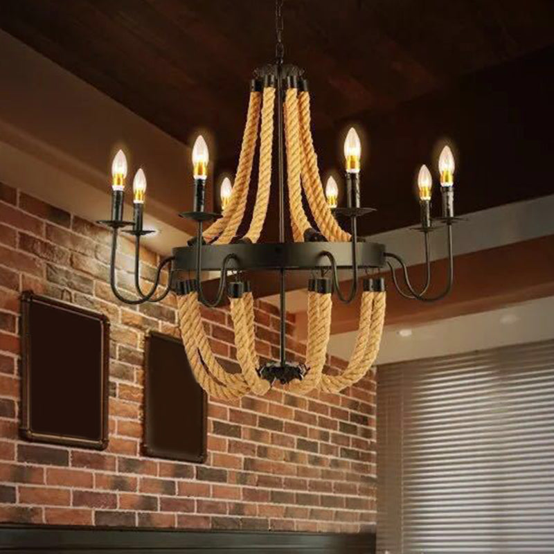 Industrial Wagon Wheel Chandelier Pendant With Adjustable Hanging Chain - Metal Ceiling Light For