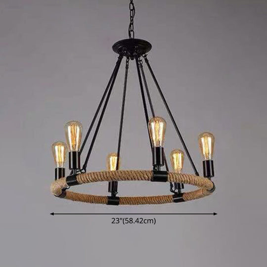 Industrial Wagon Wheel Chandelier Pendant With Adjustable Hanging Chain - Metal Ceiling Light For