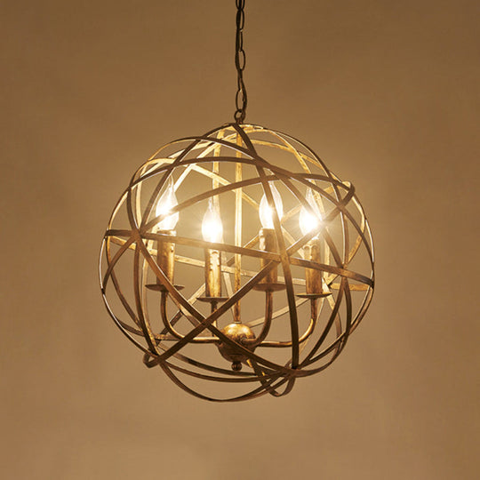 Retro Industrial 4-Light Cage Chandelier Pendant