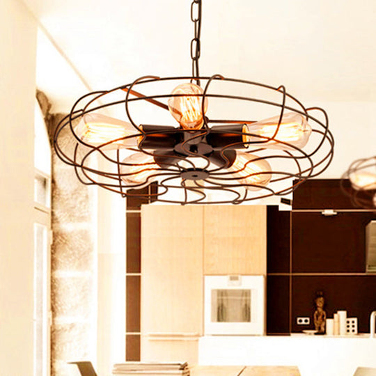 Retro Industrial Hanging Pendant Light with Fan Shape Design - 5 lights - Ideal for Restaurants