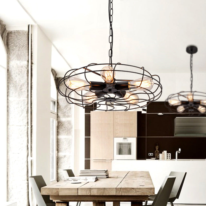 Retro Industrial Hanging Pendant Light with Fan Shape Design - 5 lights - Ideal for Restaurants