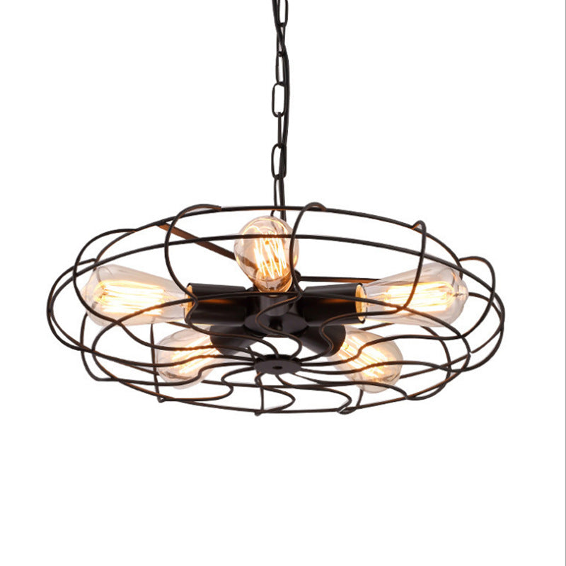 Retro Industrial Hanging Pendant Light with Fan Shape Design - 5 lights - Ideal for Restaurants