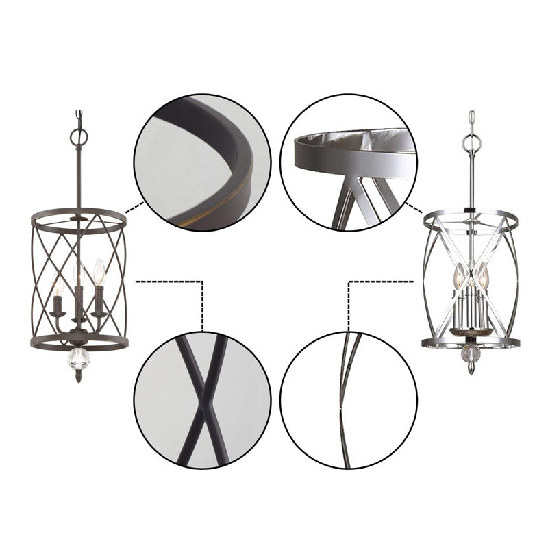 Farmhouse Trellis Cage Ceiling Chandelier with Hanging Chain - Classic Metal Hanging Light