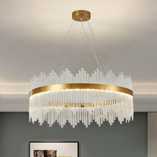 Adjustable Modern Crystal Drum Chandelier Pendant Light For Living Room Ceiling