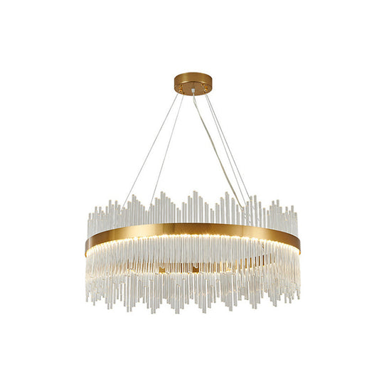 Adjustable Modern Crystal Drum Chandelier Pendant Light For Living Room Ceiling Gold / 23.5 Round