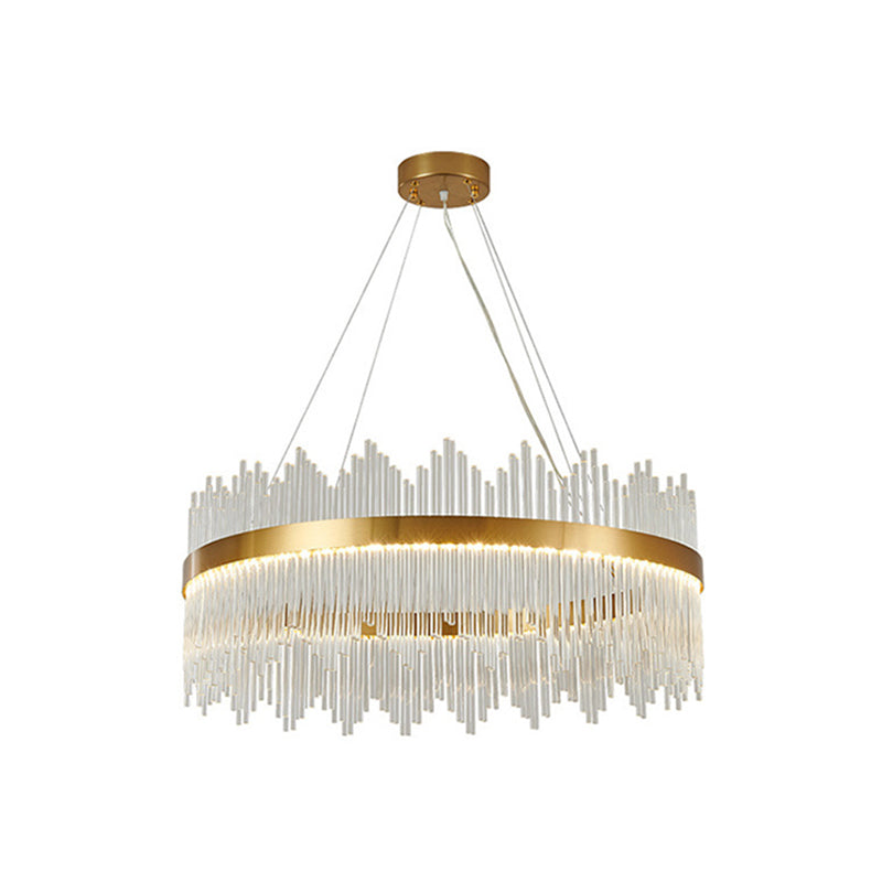 Adjustable Modern Crystal Drum Chandelier Pendant Light For Living Room Ceiling Gold / 31.5 Round