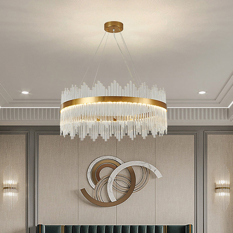 Adjustable Modern Crystal Drum Chandelier Pendant Light For Living Room Ceiling