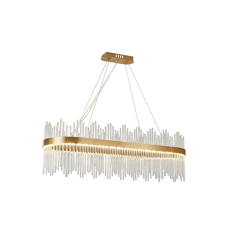 Adjustable Modern Crystal Drum Chandelier Pendant Light For Living Room Ceiling Gold / 23.5 Oval