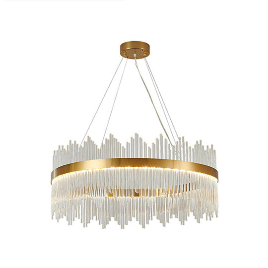 Adjustable Modern Crystal Drum Chandelier Pendant Light For Living Room Ceiling Gold / 47.5 Round