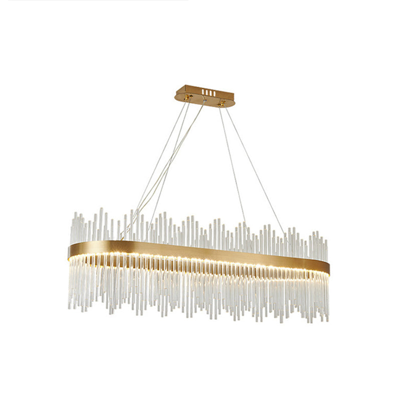 Adjustable Modern Crystal Drum Chandelier Pendant Light For Living Room Ceiling Gold / 31.5 Oval