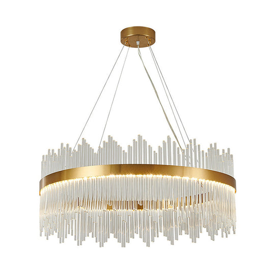 Adjustable Modern Crystal Drum Chandelier Pendant Light For Living Room Ceiling