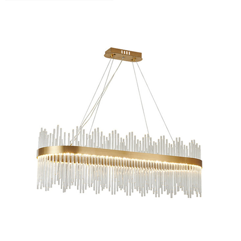 Adjustable Modern Crystal Drum Chandelier Pendant Light For Living Room Ceiling Gold / 47.5 Oval