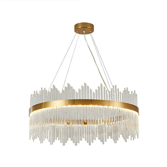 Adjustable Modern Crystal Drum Chandelier Pendant Light For Living Room Ceiling Gold / 39.5 Round