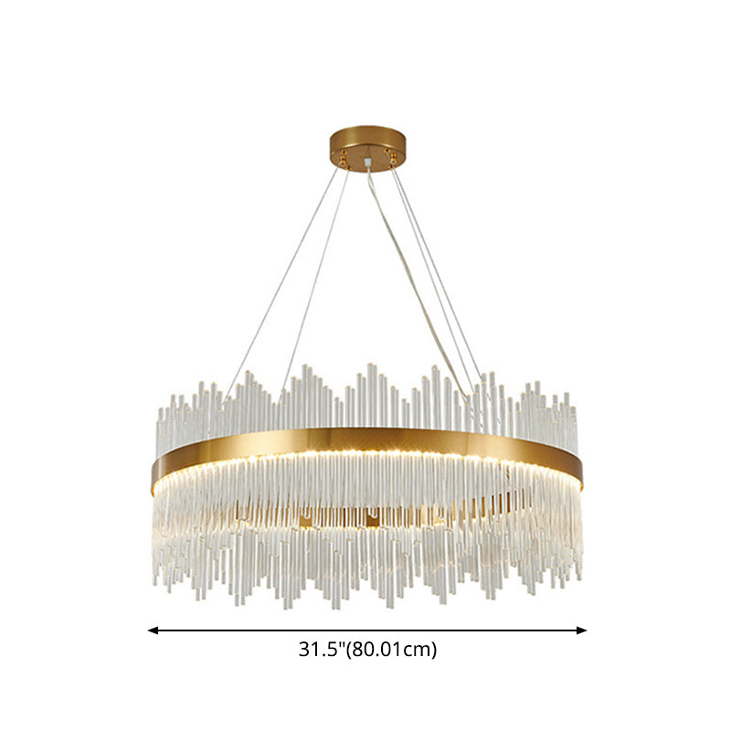 Adjustable Modern Crystal Drum Chandelier Pendant Light For Living Room Ceiling