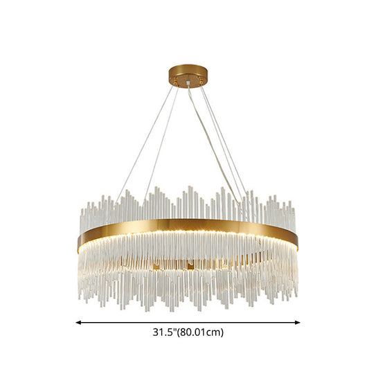 Adjustable Modern Crystal Drum Chandelier Pendant Light For Living Room Ceiling