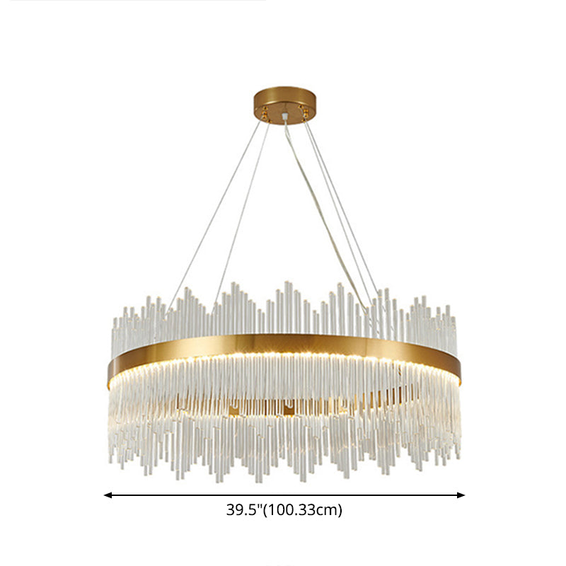 Adjustable Modern Crystal Drum Chandelier Pendant Light For Living Room Ceiling