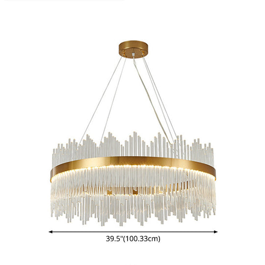 Adjustable Modern Crystal Drum Chandelier Pendant Light For Living Room Ceiling