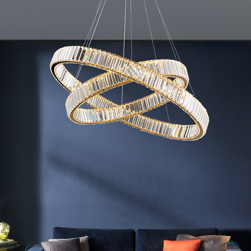 Modern Led Crystal Chandelier For Living Room Suspension Pendant Light