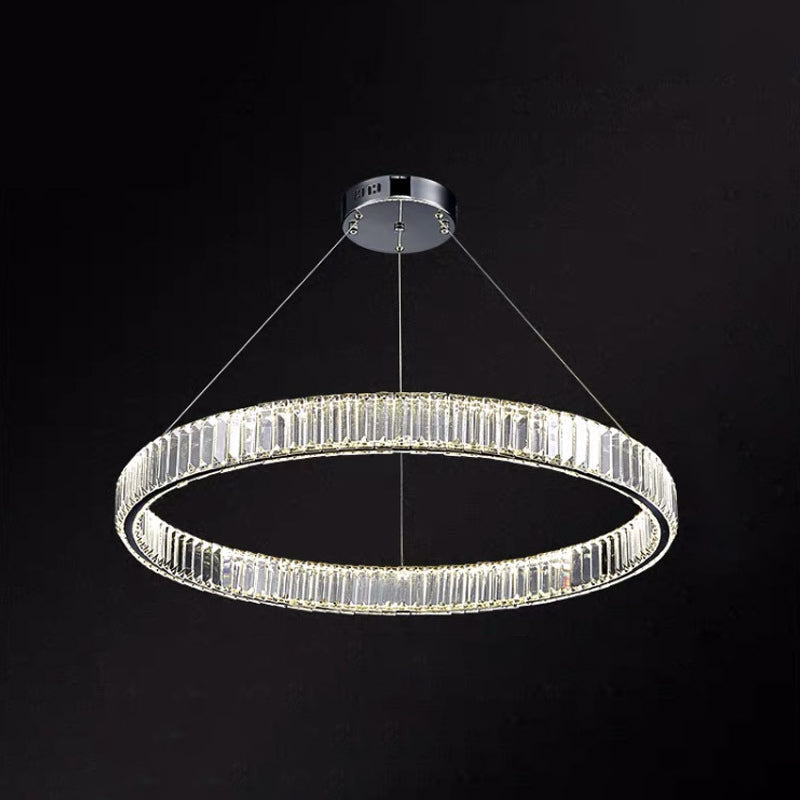 Modern Led Crystal Chandelier For Living Room Suspension Pendant Light Chrome / 31.5 Warm