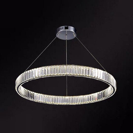 Modern Led Crystal Chandelier For Living Room Suspension Pendant Light Chrome / 39.5 White