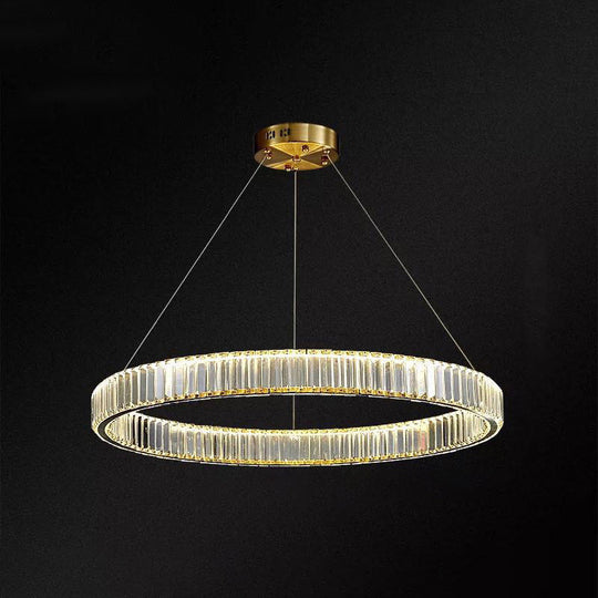 Modern Led Crystal Chandelier For Living Room Suspension Pendant Light Gold / 31.5 Warm