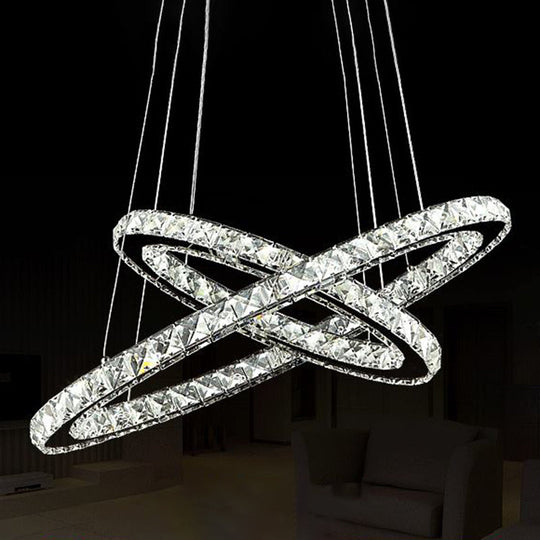 Contemporary Led Crystal Chandelier Pendant Lights For Bedroom Clear / 12+19.5 Third Gear