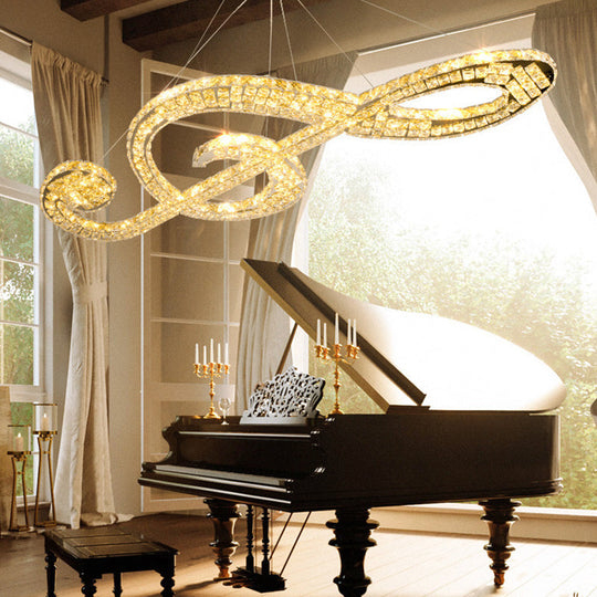 Lustre LED en forme de note de musique – Suspension en cristal moderne pour restaurants