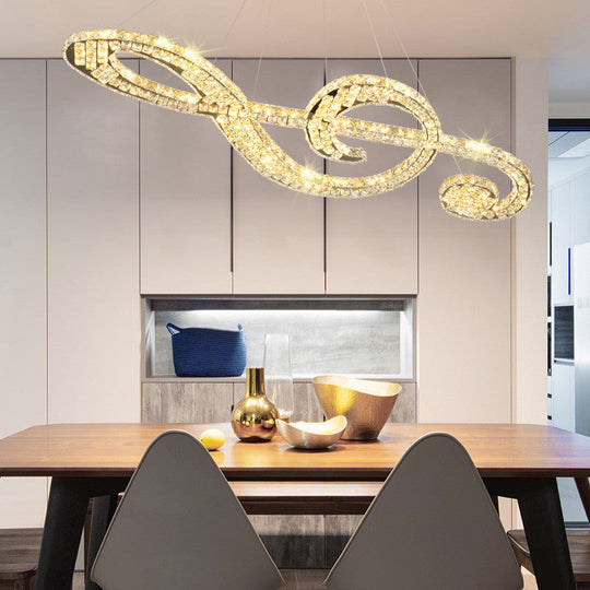 Lustre LED en forme de note de musique – Suspension en cristal moderne pour restaurants