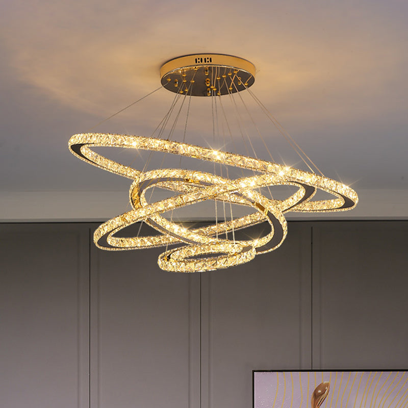 Modern Crystal Ring Chandelier Pendant Light For Living Room